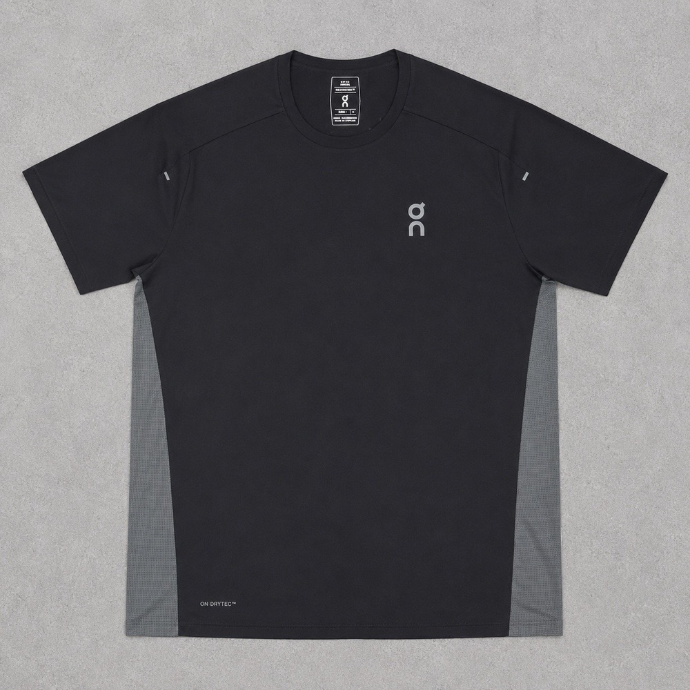 On Running Black Gray Performance T Shirt Mens M  Athletic Sports Marathon Gym